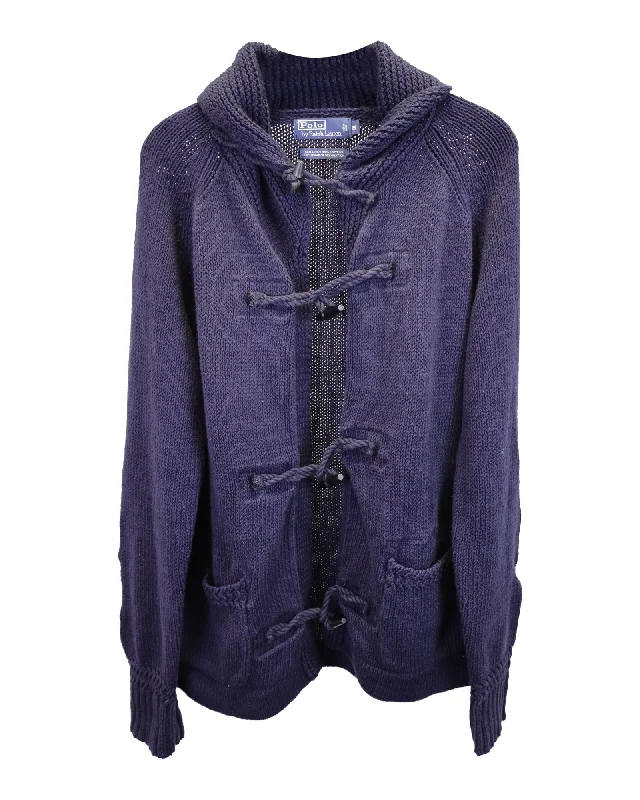 Polo by Ralph Lauren Knitted Cardigan in Navy Blue Wool