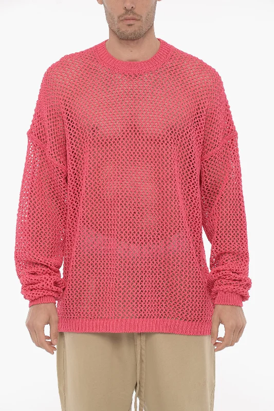 RAMAEL Perforated Cotton Crew-Neck Maxi Sweater