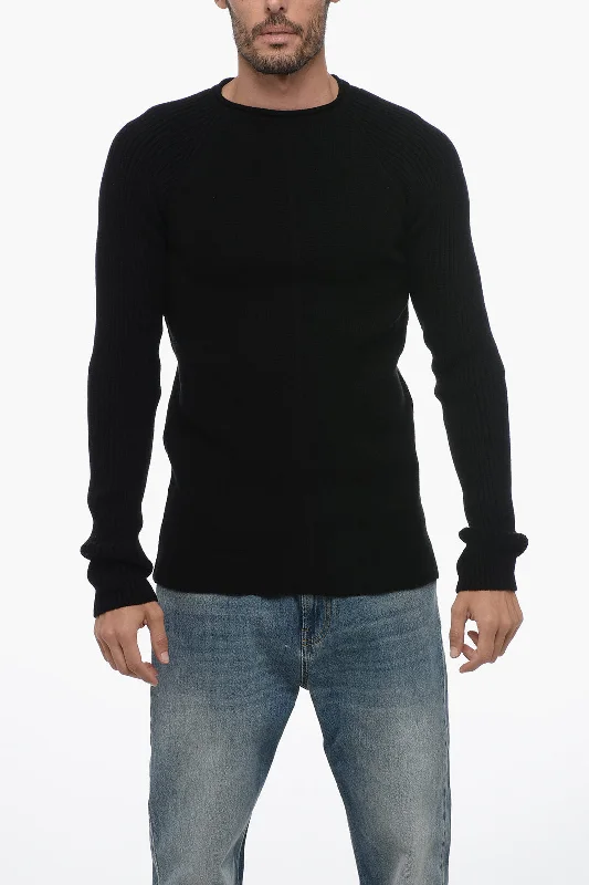 Rick Owens LUXOR Crew Neck Cashmere Blend Pullover with Jacquard Detail