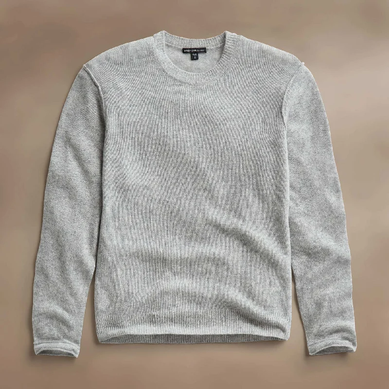 Soft Featherweight Cashmere Crew - Light Heather Grey