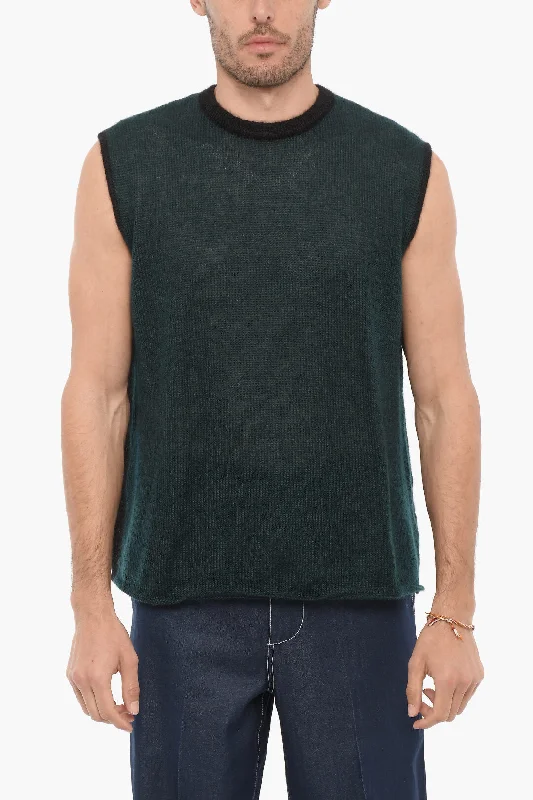 SUNNEI Sleeveless Two-Tone Silk Blend Sweater