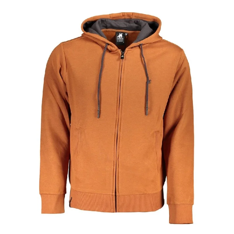 U.S. Grand Polo Classic Hooded Zip Sweatshirt in Men's Brown