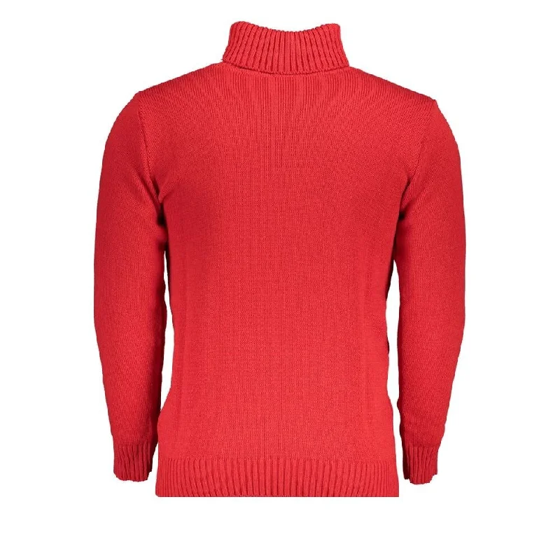 U.S. Grand Polo Elegant Turtleneck Sweater with Embroidery Men's Detail