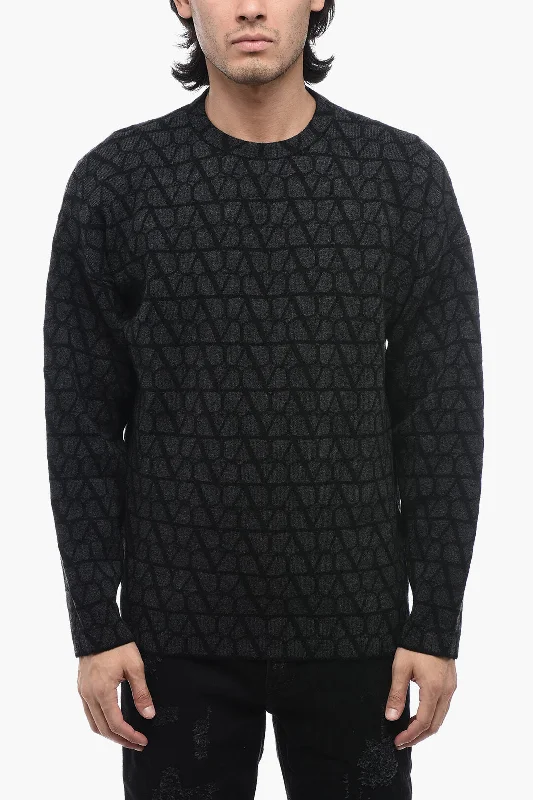 Valentino Crewneck Pullover with All-Over Logo