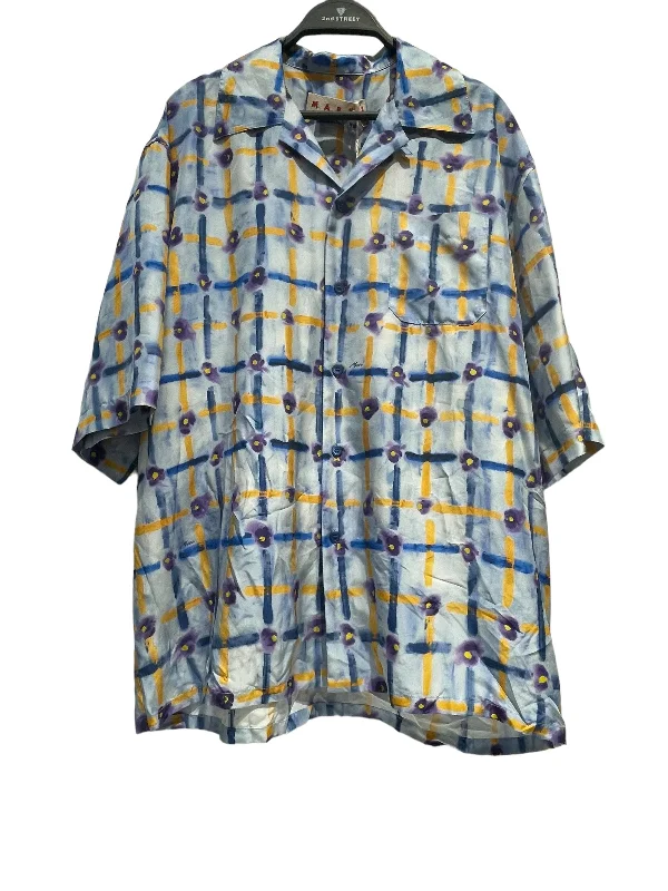 MARNI/SS Shirt/50/Silk/BLU/Plaid/PLAID/FLORAL DESIGN