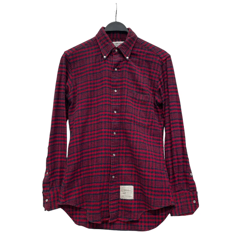 THOM BROWNE. NEW YORK/LS Shirt/1/Cotton/RED/Plaid/RED BLUE PLAID