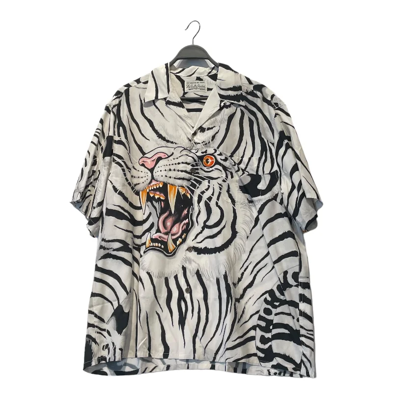 GUILTY PARTIES/SS Shirt/XXL/Rayon/WHT/Open Coller/All Over Print/WHITE TIGER