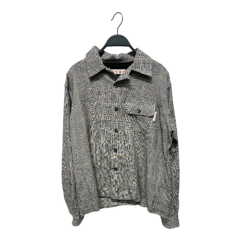 MARNI/LS Shirt/48/Wool/BLK/Plaid/