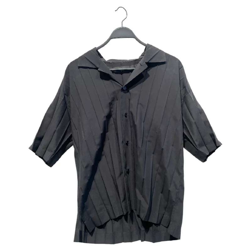 HOMME PLISSE ISSEY MIYAKE/SS Shirt/2/Cotton/GRY/blk button big pleat