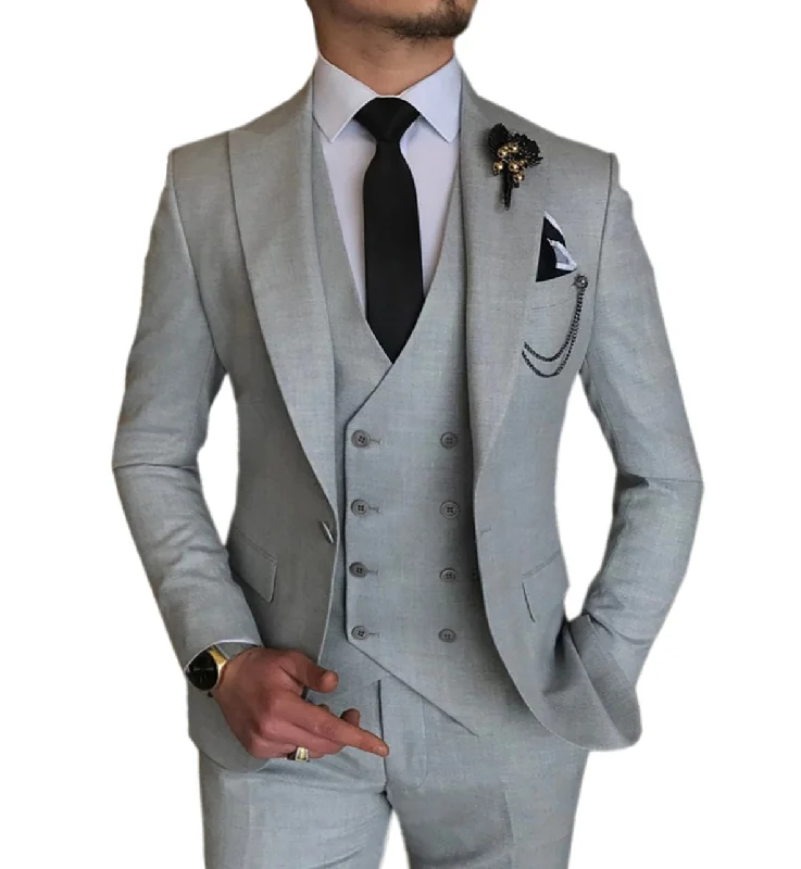 Formal Men's 3 Pieces Flat Peak Lapel Tuxedos For Wedding (Blazer+vest+Pants)