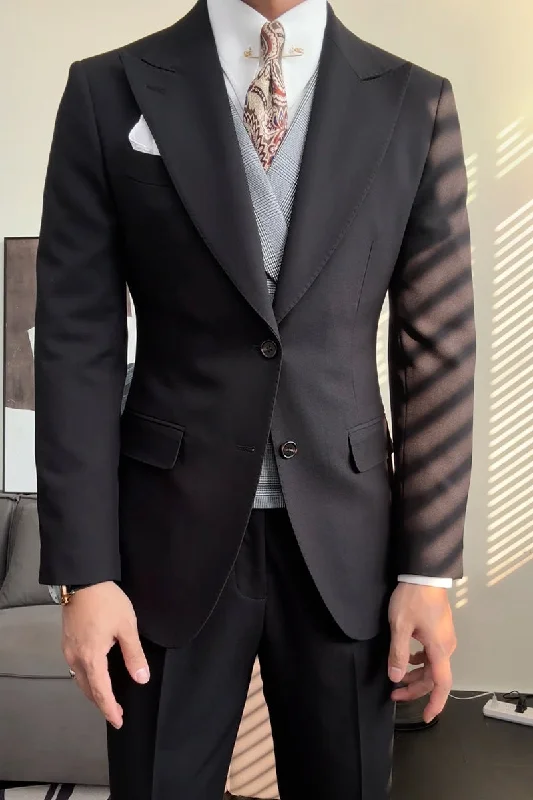 Black Slim Fit 2 Piece 2 Button Suit