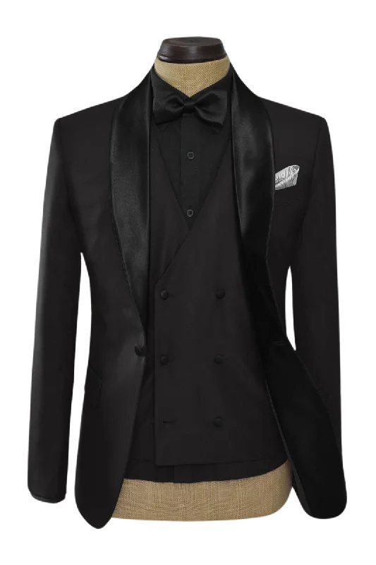 Black Wool Tuxedo 3-Piece Suit