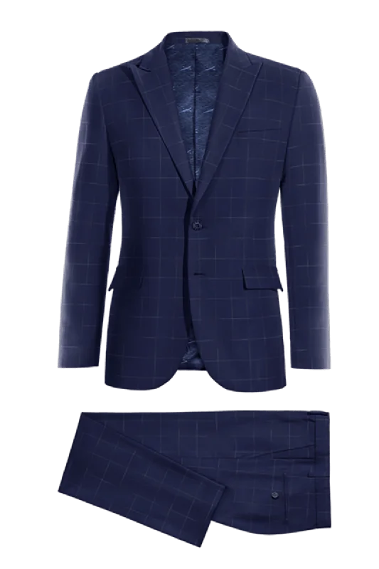 Blue Windowpane Stretch 2-Button Suit