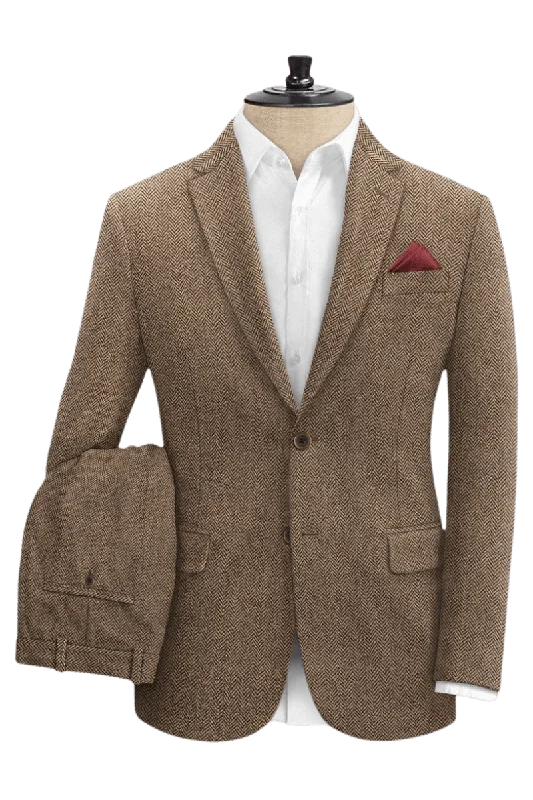 Brown Herringbone Tweed Suit