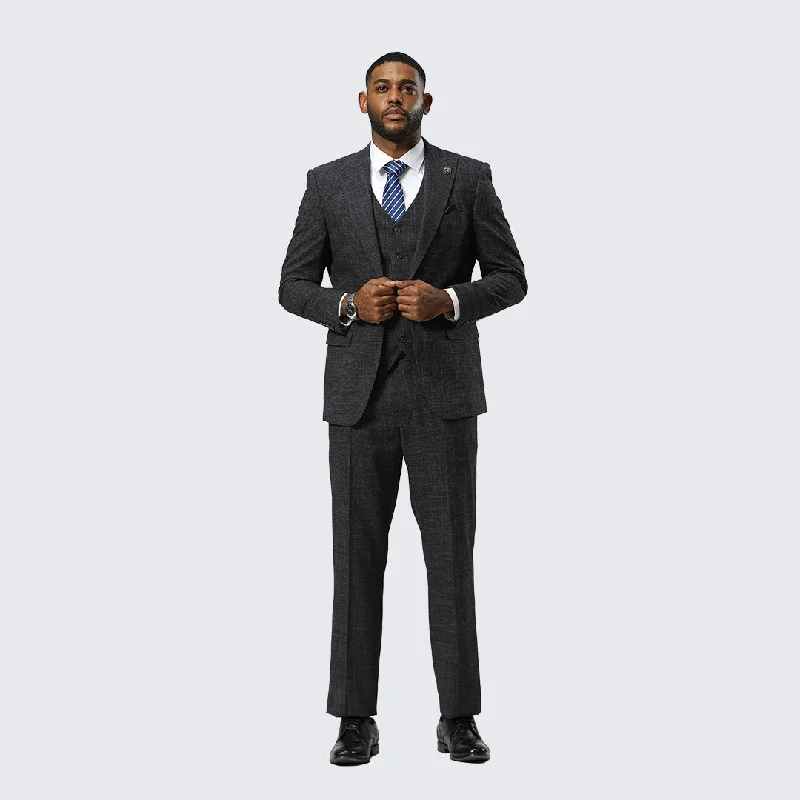 Charcoal Canvas Print Three Piece Suit By Stacy Adams- Wedding - Prom