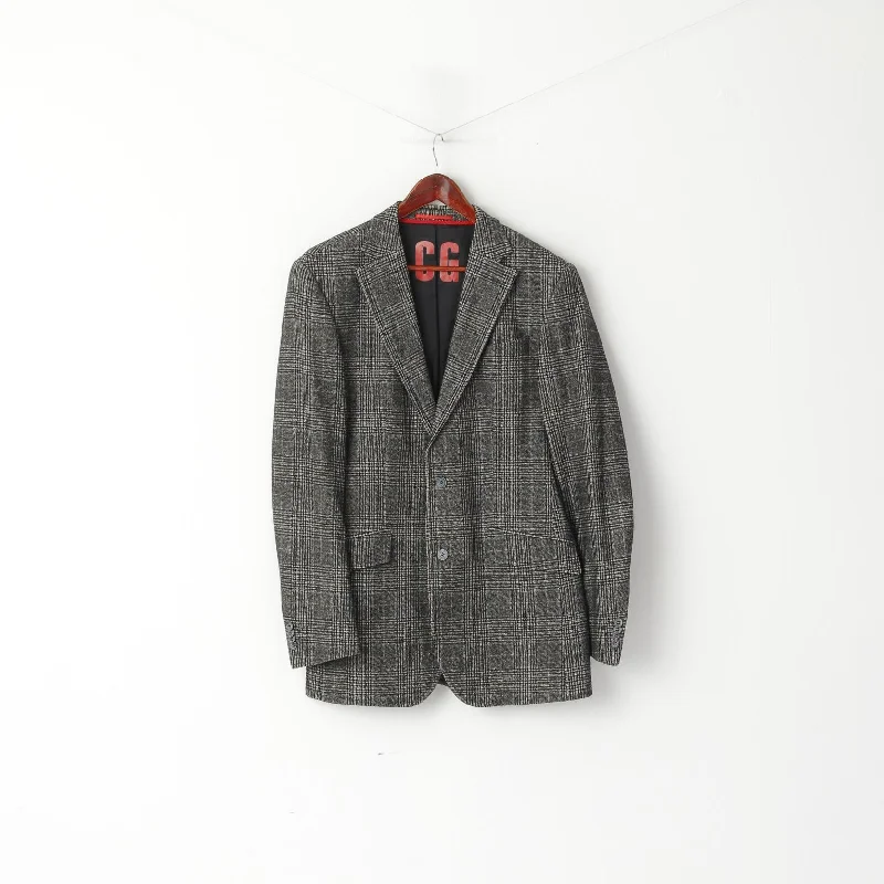 CG Get Prestige Pochhacker Men 102 40 Blazer Gray Check Wool Single Breasted Jacket