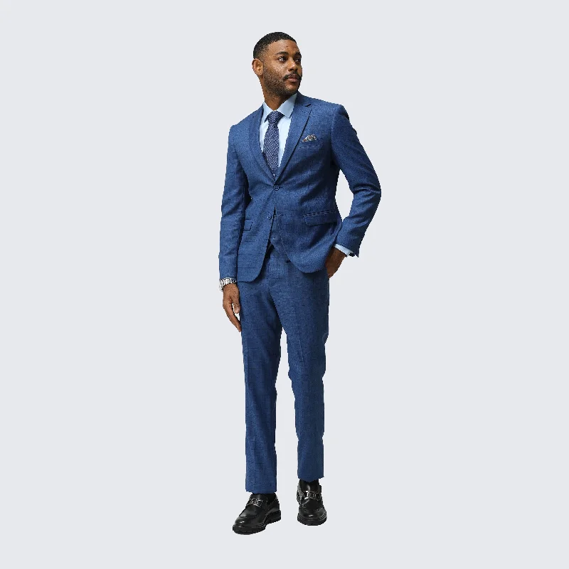 Dark Blue Skinny Fit Suit Three Piece Set - Wedding - Prom