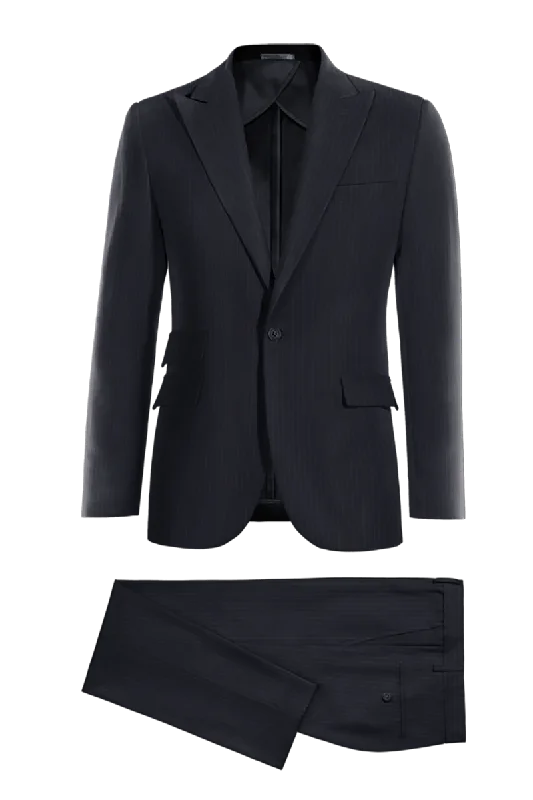 Dark Blue Slim Fit Pinstripe 2 Piece 2 Button Suit