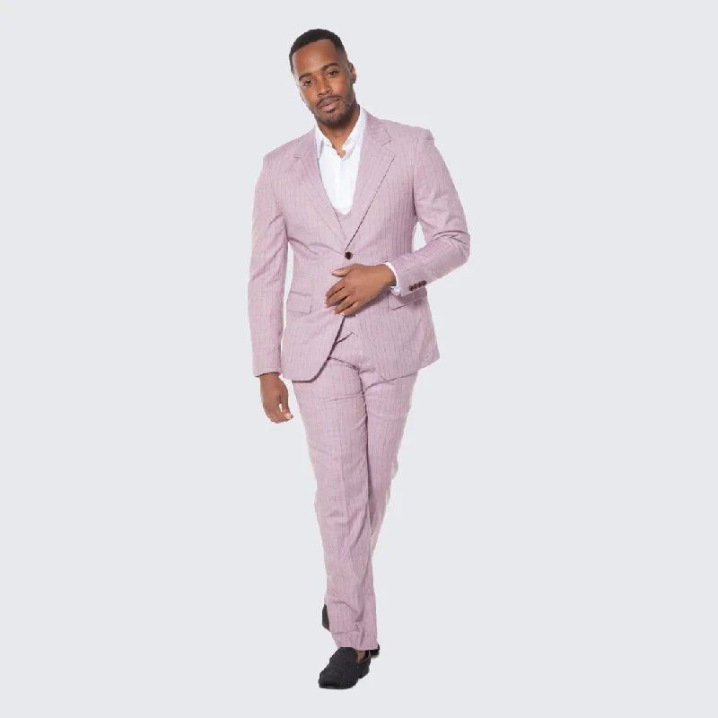 Dusty Rose Suit with Pinstripes Three Piece Set - Wedding - Prom