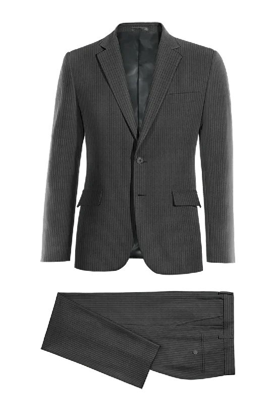 Gray Slim Fit Pinstripe 2 Piece 2 Button Suit