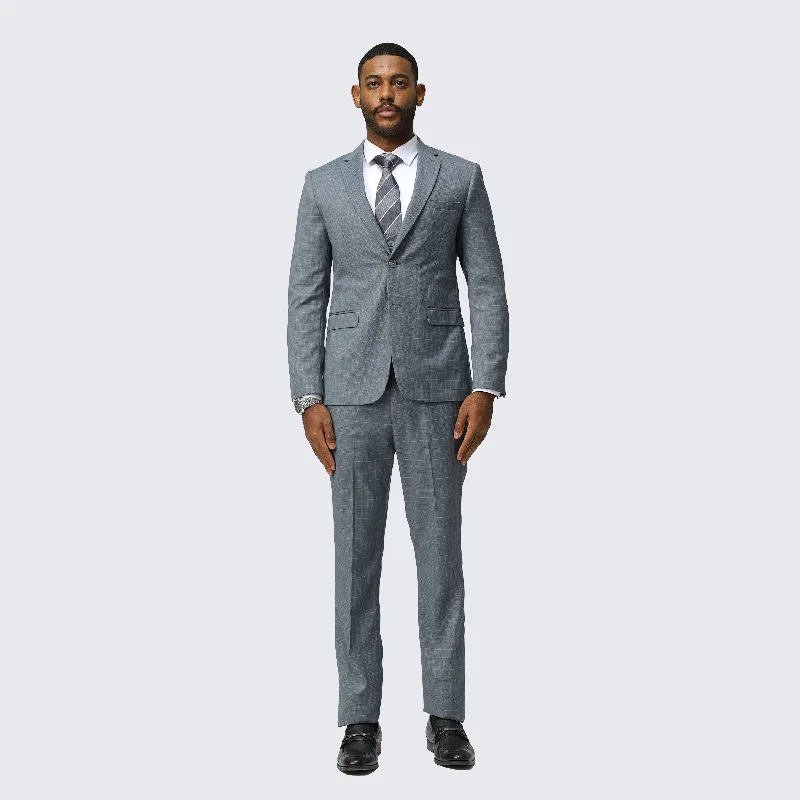 Grey Skinny Fit Suit Three Piece Set - Wedding - Prom