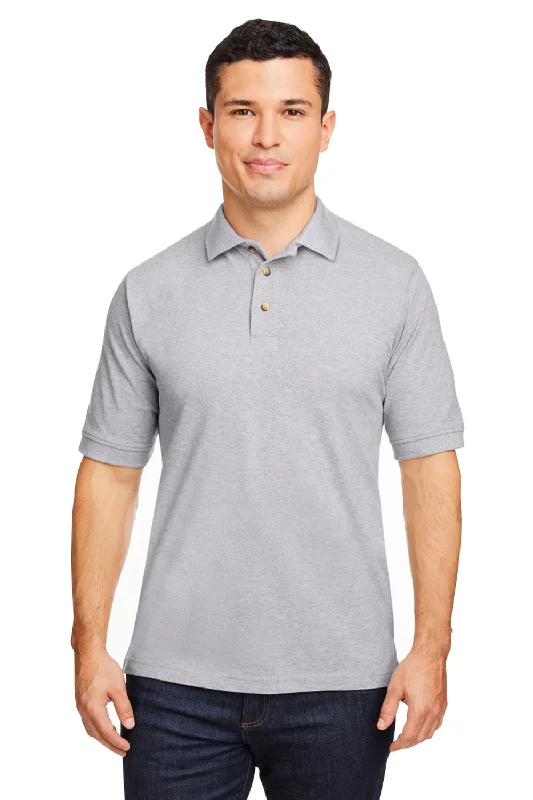 Harriton Mens Short Sleeve Polo Shirt - Heather Grey