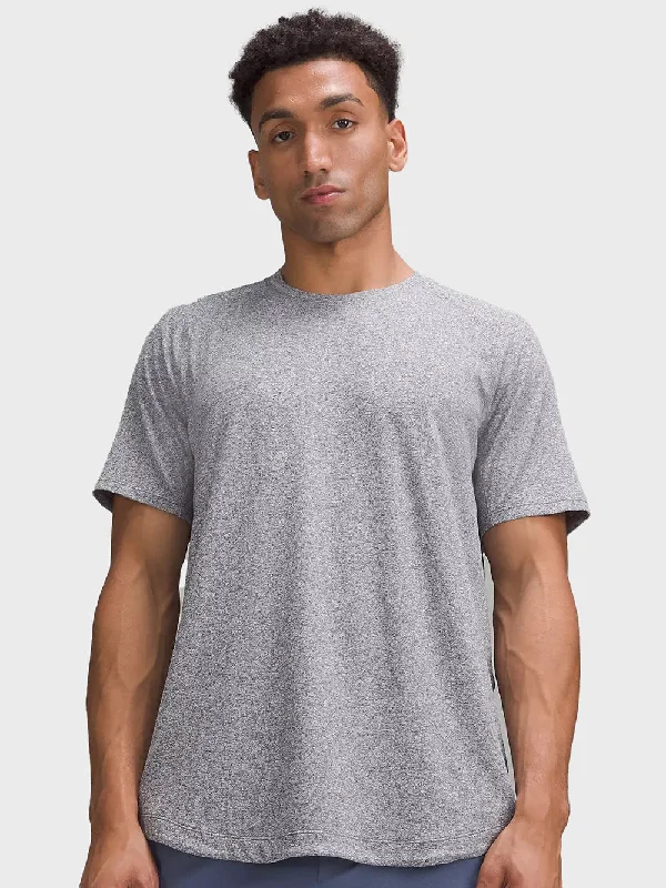 LULULEMON HEATHERED OIL GREY LICENSE TO TRAIN SHORT-SLEEVE SHIRT