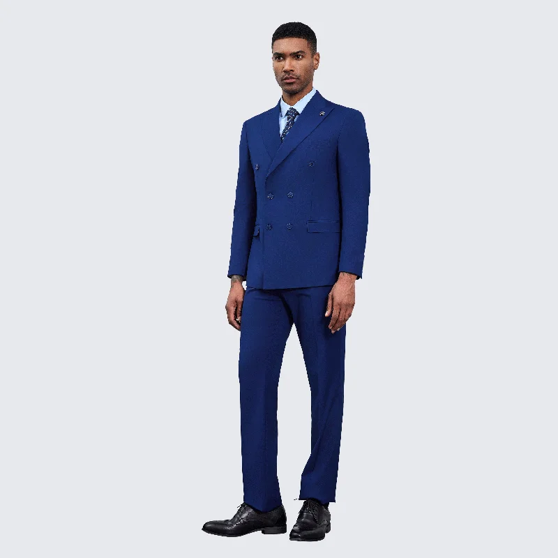 Men's Double Breasted Blue Suit by Stacy Adams - Wedding - Prom