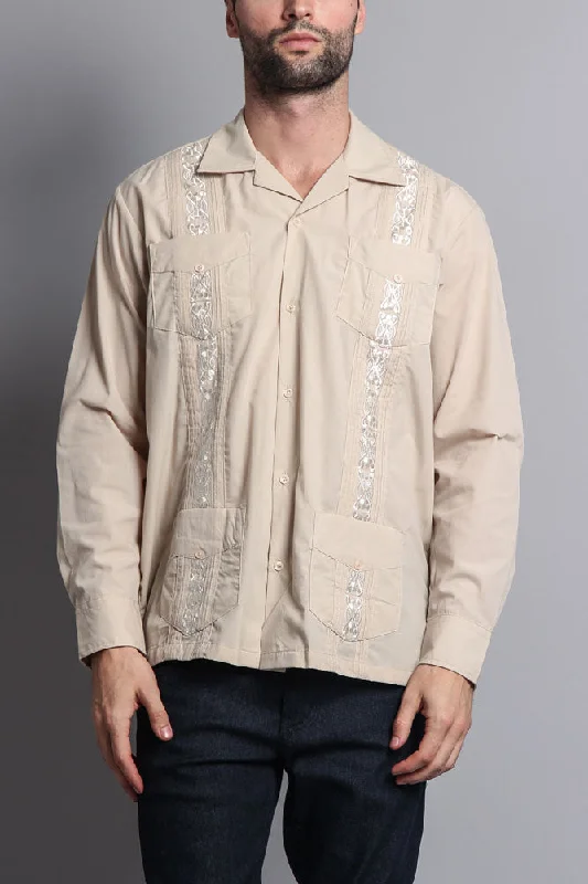 Men's Long Sleeve Cuban Style Guayabera Shirt