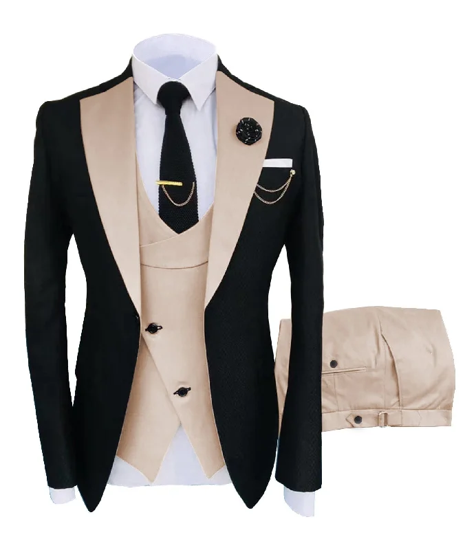 Men's Suits Slim Fit 3 Pieces Notch Lapel Tuxedos for Wedding (Blazer+Vest+Pant)