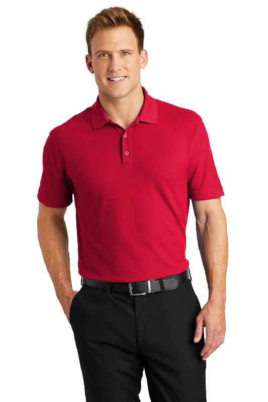 Port Authority Mens Core Classic Short Sleeve Polo Shirt - Rich Red