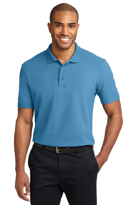 Port Authority Mens Moisture Wicking Short Sleeve Polo Shirt - Celadon Blue - Closeout