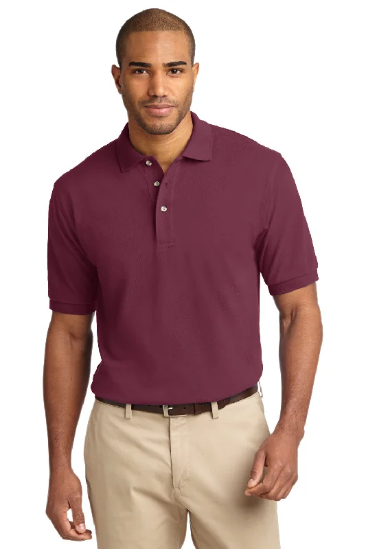 Port Authority Mens Shrink Resistant Short Sleeve Polo Shirt - Burgundy - Closeout