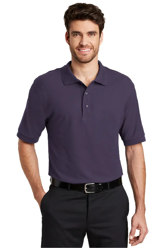 Port Authority Mens Silk Touch Wrinkle Resistant Short Sleeve Polo Shirt - Eggplant Purple - Closeout