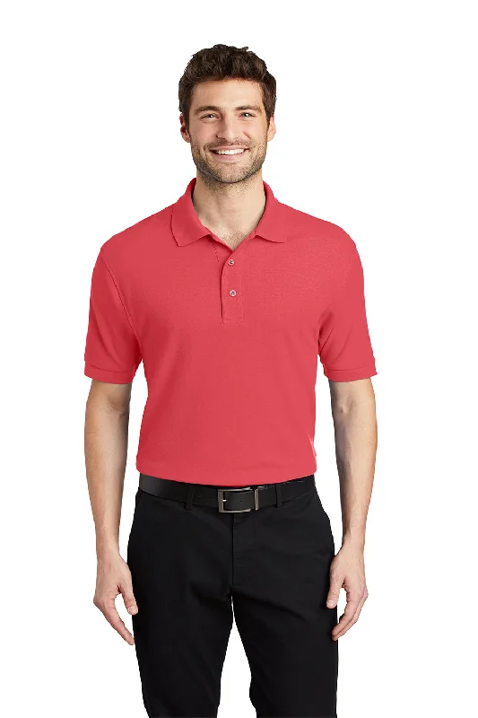 Port Authority Mens Silk Touch Wrinkle Resistant Short Sleeve Polo Shirt - Hibiscus Pink