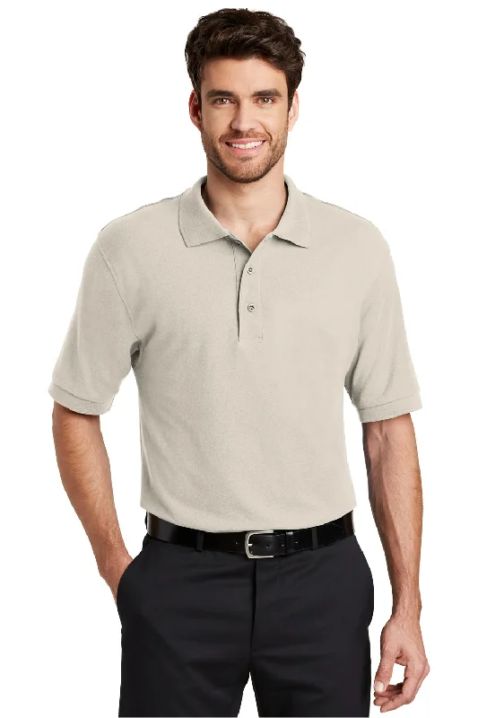 Port Authority Mens Silk Touch Wrinkle Resistant Short Sleeve Polo Shirt - Light Stone - Closeout