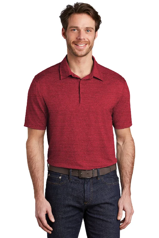 Port Authority Mens Moisture Wicking Short Sleeve Polo Shirt - Red/Black