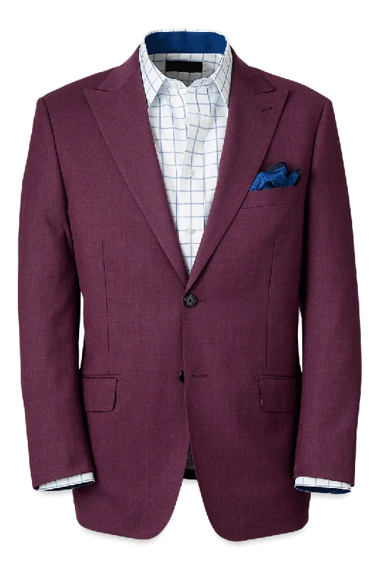 Purple Wool Stretch Peak Lapel Suit Jacket