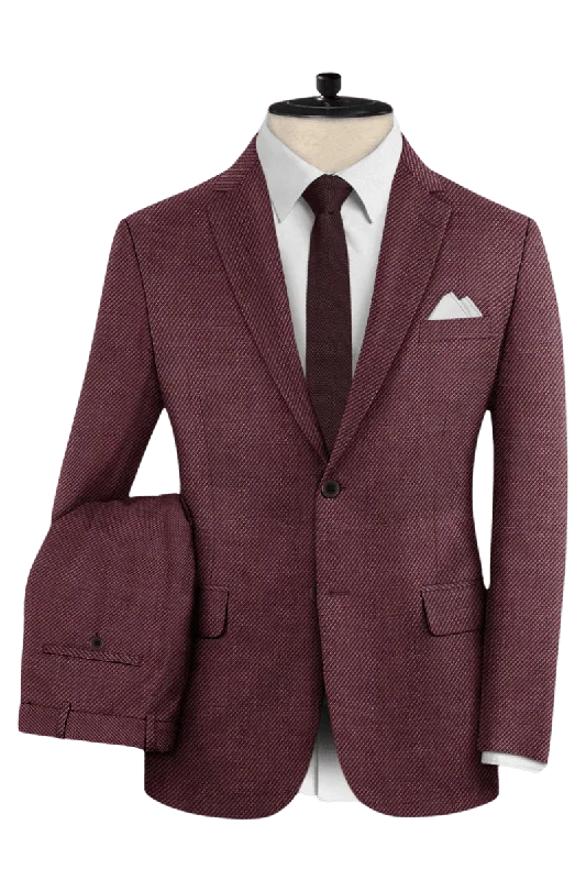 Red Wool Silk Linen Suit