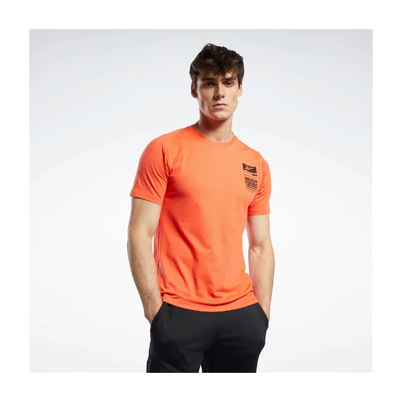 Reebok Mens Graphic Basic T-Shirt, Orange, Large