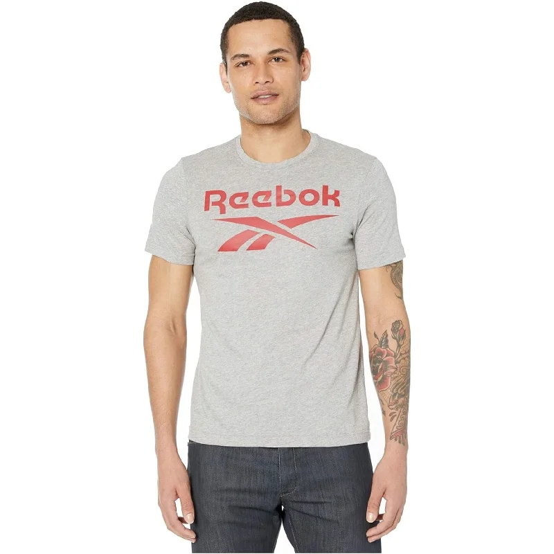 Reebok Mens Large Bold Logo Graphic T-Shirt, Grey, Medium