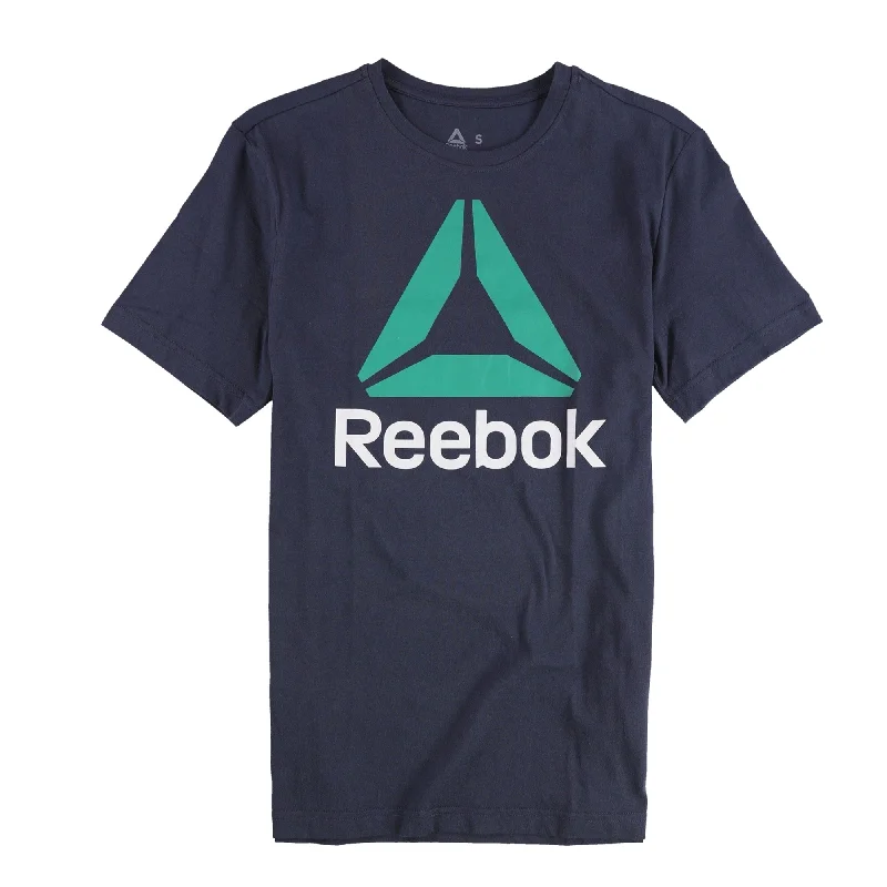 Reebok Mens Large Logo Graphic T-Shirt, Blue, Small