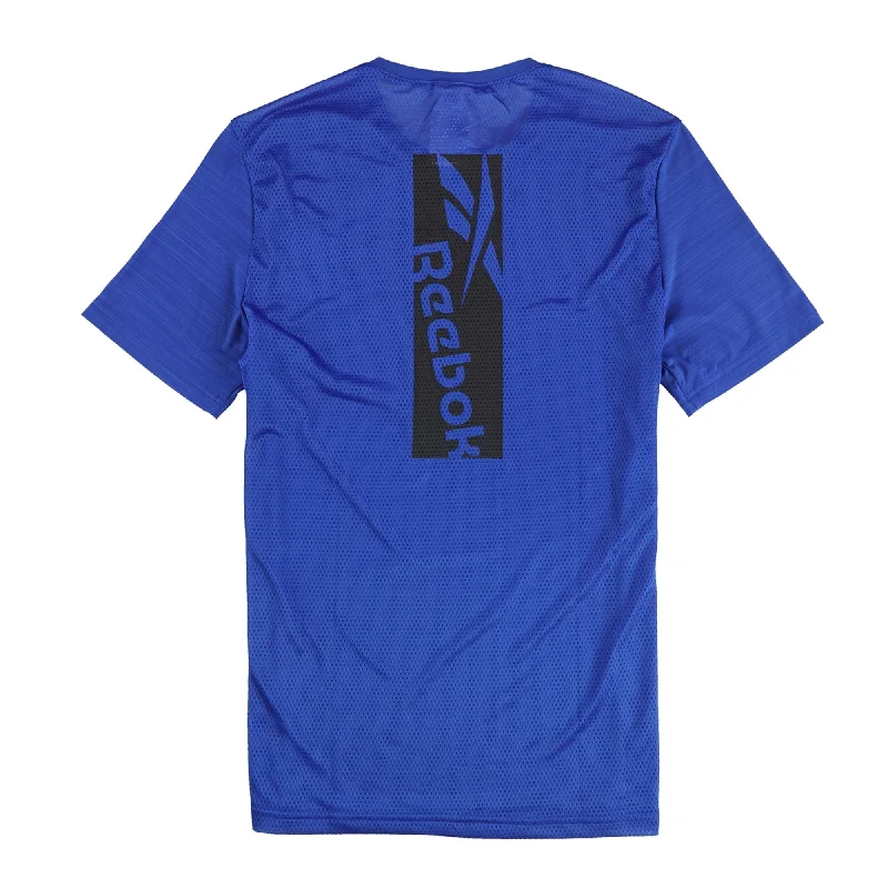 Reebok Mens Solid Workout Ready Graphic T-Shirt, Blue, Small