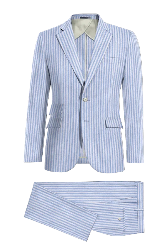 Sky Blue Slim Fit Pinstripe 2 Piece 2 Button Suit