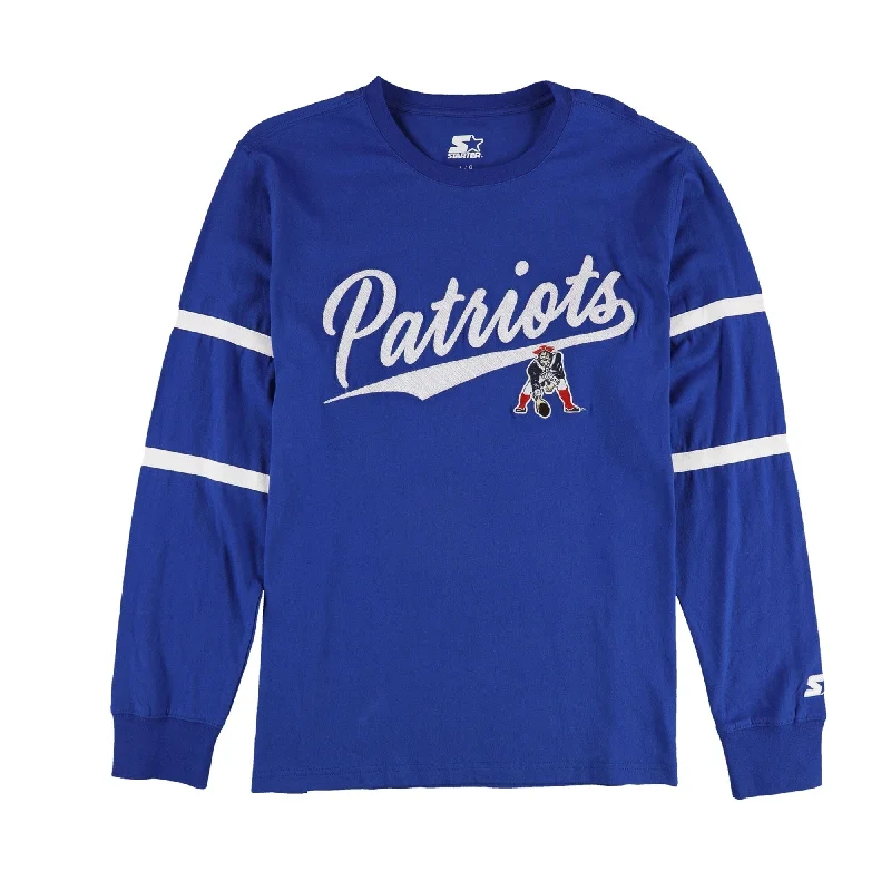 STARTER Mens New England Patriots Embellished T-Shirt, Blue, Large