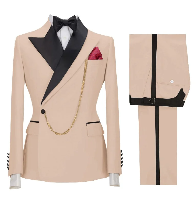 Stylish Mens Suit 2 Pieces Peak Lapel Blazer For Wedding Graduation(Blazer+Vest+Pants)