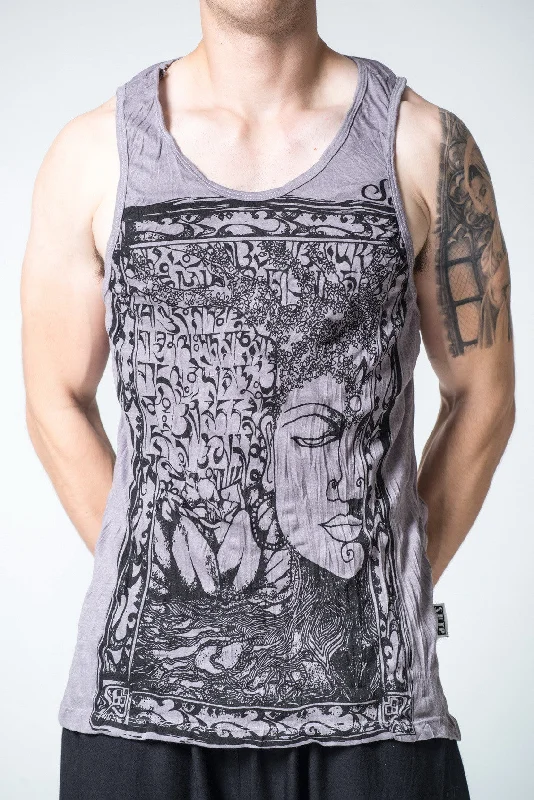 Mens Buddha Sanskrit Tank Top in Gray