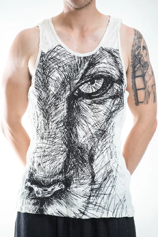 Mens Lions Eye Tank Top in White