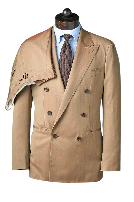 Tan Herringbone Double Breast Suit