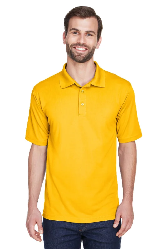 UltraClub Mens Cool & Dry Moisture Wicking Short Sleeve Polo Shirt - Gold